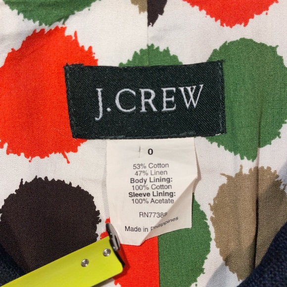 J Crew linen blend navy blue peplum button front jacket blazer - Picture 6 of 9